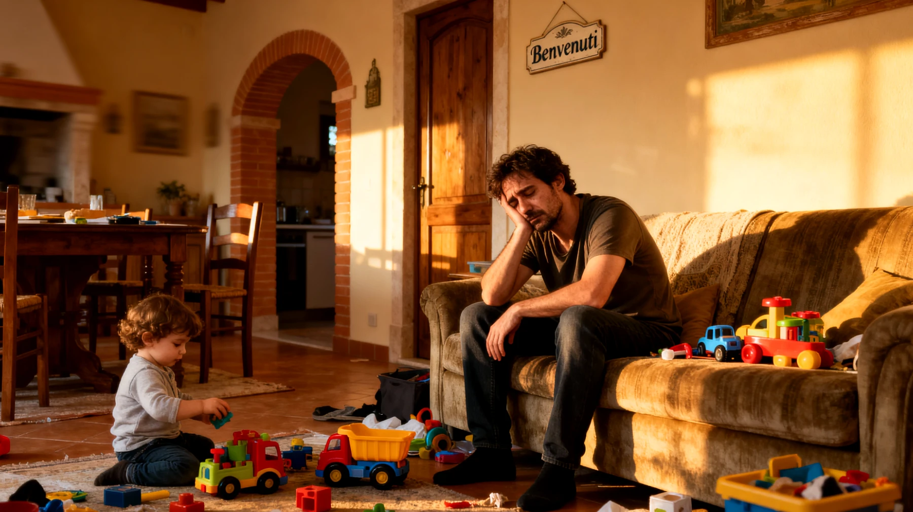 Genitori di bambini piccoli che faticano a trovare un equilibrio tra le esigenze dei figli, il lavoro e la cura di sé, sentendosi costantemente sopraffatti dalla stanchezza fisica e mentale, con conseguente senso di inadeguatezza nel ruolo genitoriale"